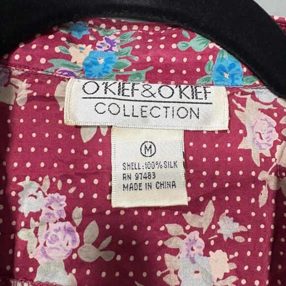 O'Kief & O'Kief Collection 100% Silk Vintage 1980s Button Up Shirt - Size Medium - Picture 4 of 5